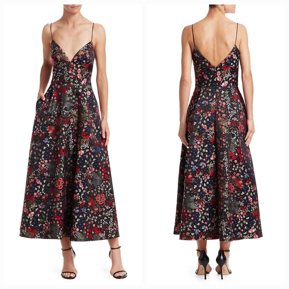 Monique Lhuillier Dresses & Skirts - ML Monique Lhuillier Sleeveless Floral A-Line Midi Dress size 14 NWT